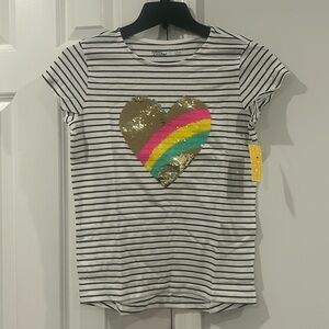 NWT Rumi + Ryder Sequin Heart Tee Youth Girls